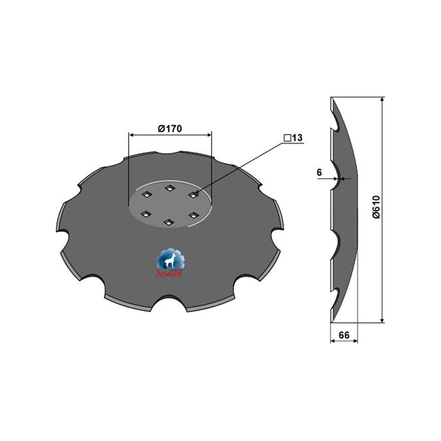 Disc dinţat Ø610 gât plat IHOF
